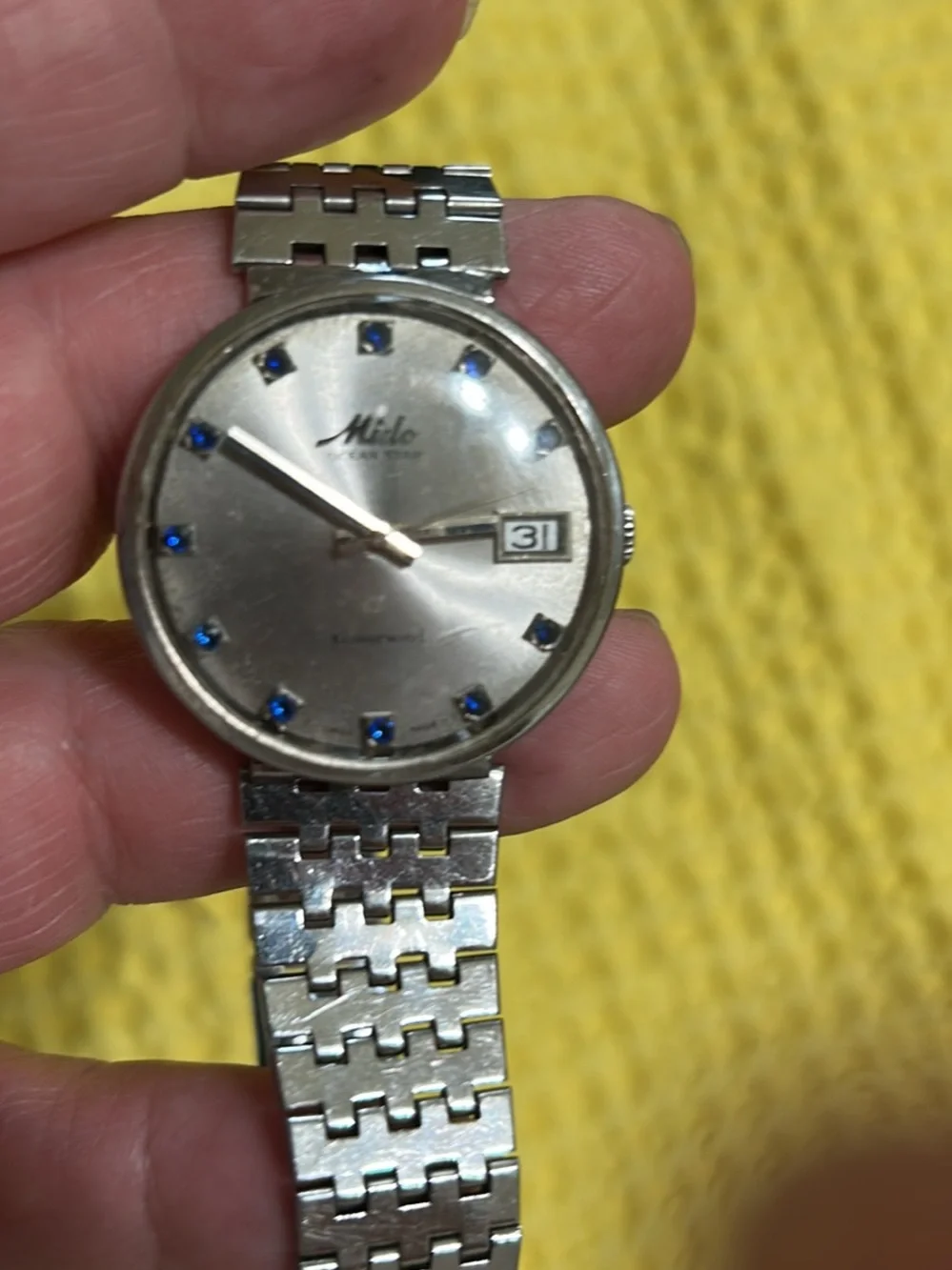 Mido ocean star automatic Silver Wristwatch with Blue Accents vintage